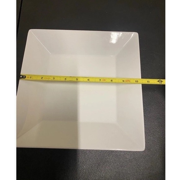 Food Network Porcelain 10" Square Dinner Plates Set 4 Whipped Cream White Bevel - Picture 9 of 13